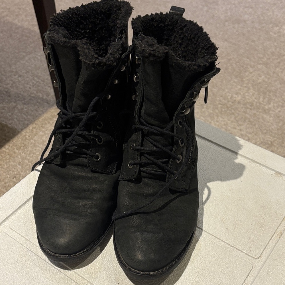 Women's Black Lace-Up Boots